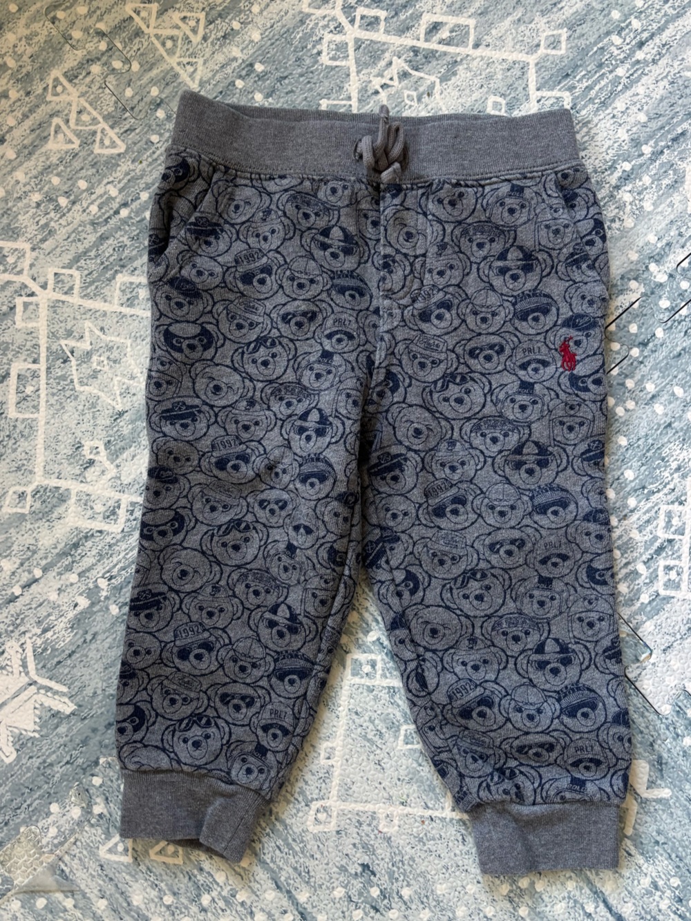 Ralph Lauren Grey Joggers with Navy Bear Print